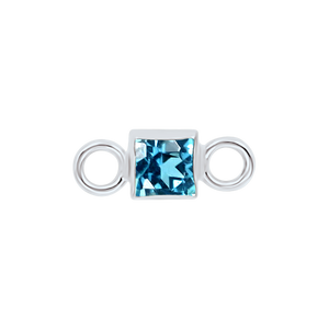 Diamond or Gemstone Square Bezel Bracelet/Necklace Charm in 14K White Gold