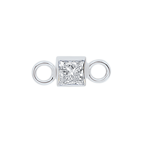 Diamond or Gemstone Square Bezel Bracelet/Necklace Charm in 14K White Gold