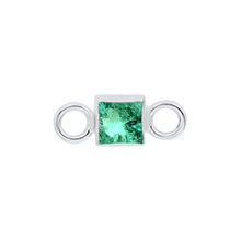 Load image into Gallery viewer, Diamond or Gemstone Square Bezel Bracelet/Necklace Charm in 14K White Gold
