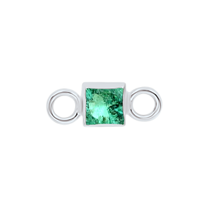 Diamond or Gemstone Square Bezel Bracelet/Necklace Charm in 14K White Gold