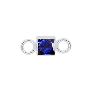 Diamond or Gemstone Square Bezel Bracelet/Necklace Charm in 14K White Gold