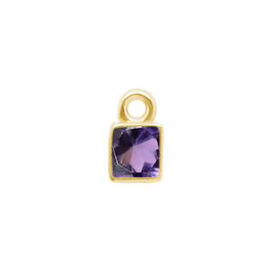 Diamond or Gemstone Square Bezel Drop Charm in 14K Yellow Gold