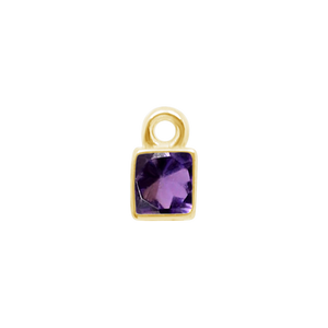 Diamond or Gemstone Square Bezel Drop Charm in 14K Yellow Gold