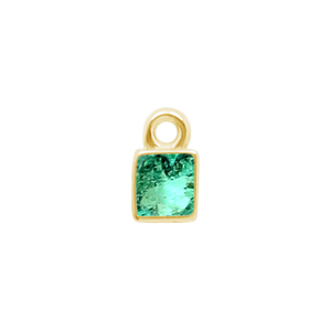 Diamond or Gemstone Square Bezel Drop Charm in 14K Yellow Gold