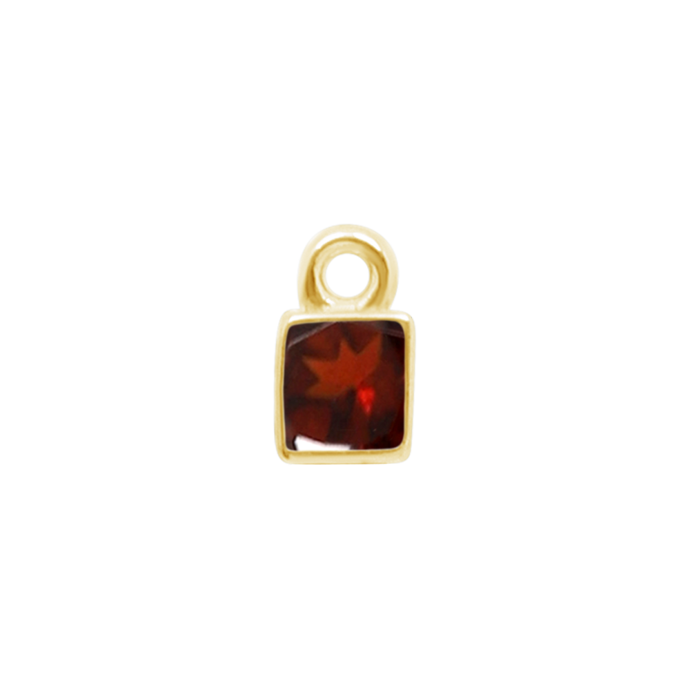 Diamond or Gemstone Square Bezel Drop Charm in 14K Yellow Gold