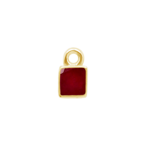 Diamond or Gemstone Square Bezel Drop Charm in 14K Yellow Gold