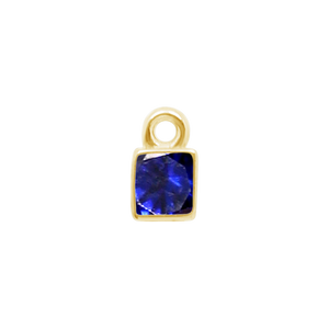 Diamond or Gemstone Square Bezel Drop Charm in 14K Yellow Gold