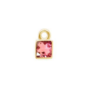 Diamond or Gemstone Square Bezel Drop Charm in 14K Yellow Gold