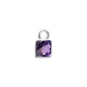 Diamond or Gemstone Square Bezel Drop Charm in 14K White Gold