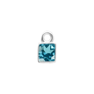 Diamond or Gemstone Square Bezel Drop Charm in 14K White Gold