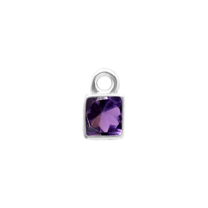 Diamond or Gemstone Square Bezel Drop Charm in 14K White Gold