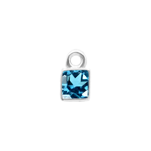 Diamond or Gemstone Square Bezel Drop Charm in 14K White Gold