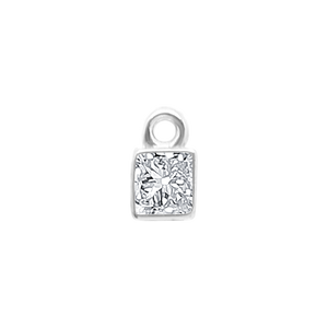 Diamond or Gemstone Square Bezel Drop Charm in 14K White Gold