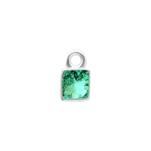 Diamond or Gemstone Square Bezel Drop Charm in 14K White Gold