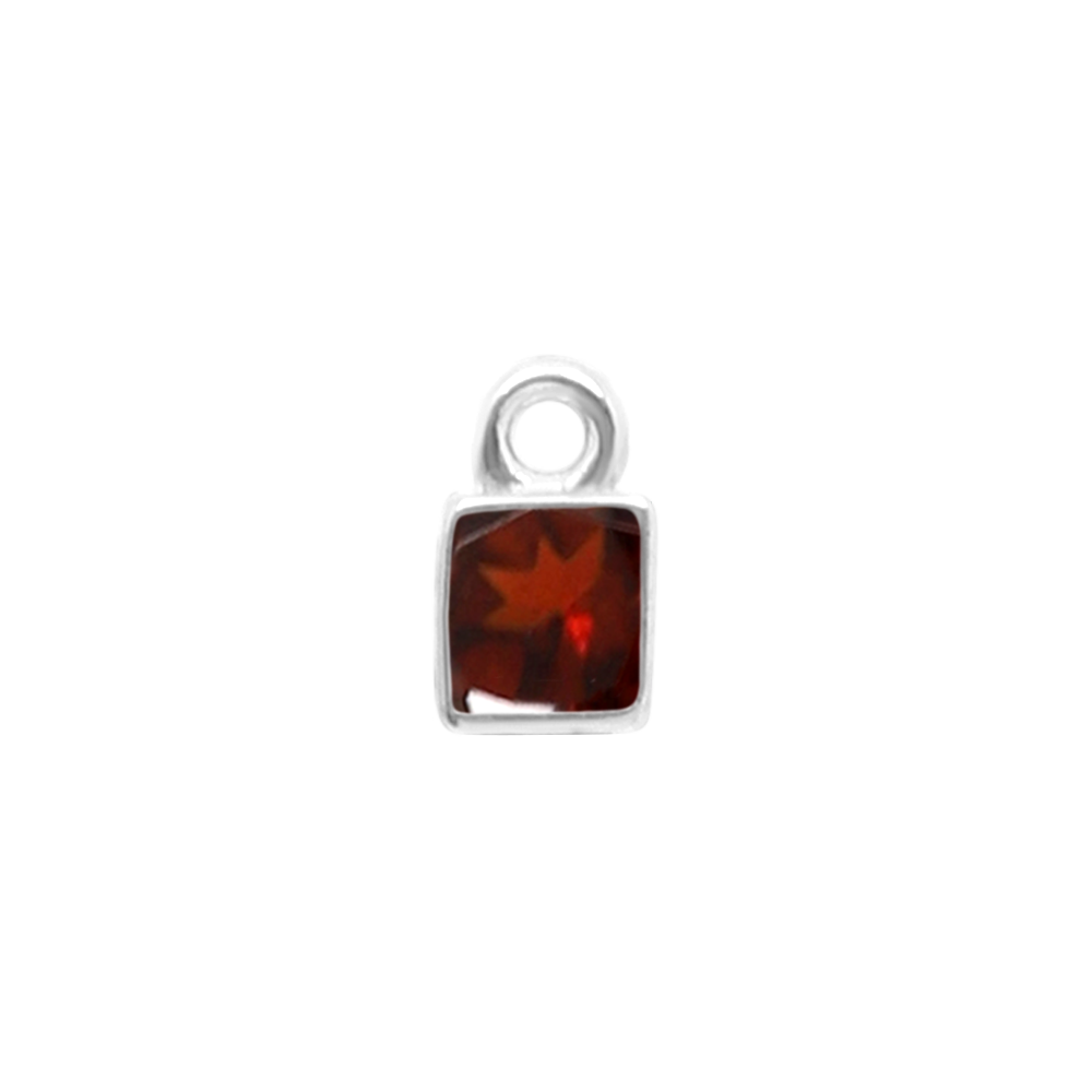 Diamond or Gemstone Square Bezel Drop Charm in 14K White Gold