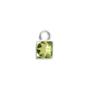 Diamond or Gemstone Square Bezel Drop Charm in 14K White Gold