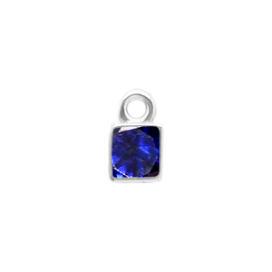 Diamond or Gemstone Square Bezel Drop Charm in 14K White Gold