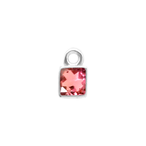 Diamond or Gemstone Square Bezel Drop Charm in 14K White Gold