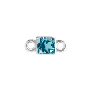 Diamond or Gemstone Square Bezel Bracelet/Necklace Charm in 14K White Gold