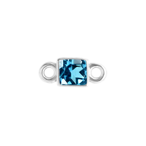 Diamond or Gemstone Square Bezel Bracelet/Necklace Charm in 14K White Gold