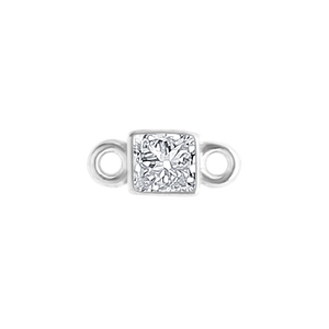 Diamond or Gemstone Square Bezel Bracelet/Necklace Charm in 14K White Gold