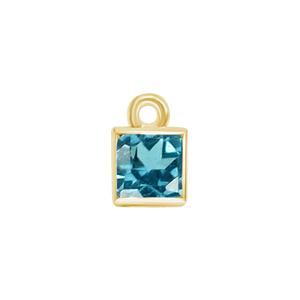 Diamond or Gemstone Square Bezel Drop Charm in 14K Yellow Gold