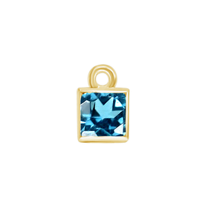 Diamond or Gemstone Square Bezel Drop Charm in 14K Yellow Gold