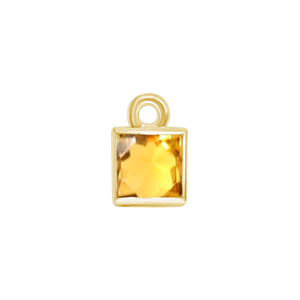 Diamond or Gemstone Square Bezel Drop Charm in 14K Yellow Gold