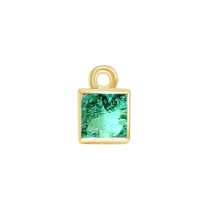 Diamond or Gemstone Square Bezel Drop Charm in 14K Yellow Gold