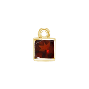 Diamond or Gemstone Square Bezel Drop Charm in 14K Yellow Gold