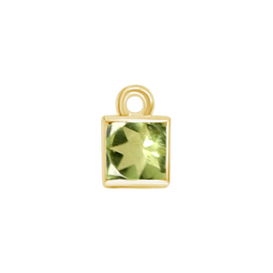 Diamond or Gemstone Square Bezel Drop Charm in 14K Yellow Gold