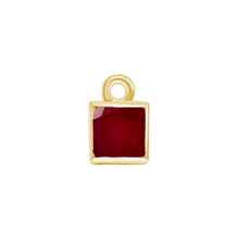 Load image into Gallery viewer, Diamond or Gemstone Square Bezel Drop Charm in 14K Yellow Gold
