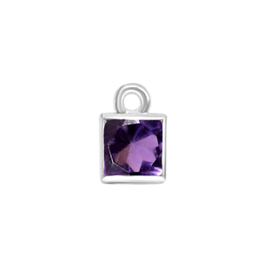 Diamond or Gemstone Square Bezel Drop Charm in 14K White Gold