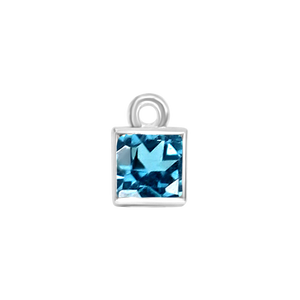 Diamond or Gemstone Square Bezel Drop Charm in 14K White Gold