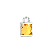 Load image into Gallery viewer, Diamond or Gemstone Square Bezel Drop Charm in 14K White Gold
