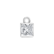 Load image into Gallery viewer, Diamond or Gemstone Square Bezel Drop Charm in 14K White Gold
