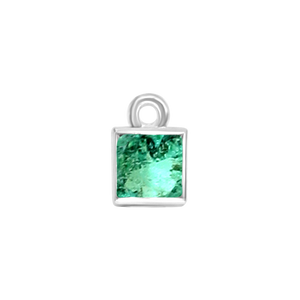 Diamond or Gemstone Square Bezel Drop Charm in 14K White Gold