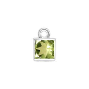 Diamond or Gemstone Square Bezel Drop Charm in 14K White Gold