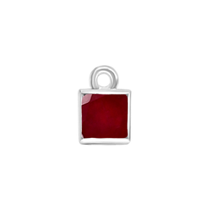 Diamond or Gemstone Square Bezel Drop Charm in 14K White Gold