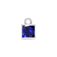 Load image into Gallery viewer, Diamond or Gemstone Square Bezel Drop Charm in 14K White Gold
