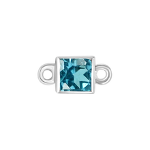 Load image into Gallery viewer, Diamond or Gemstone Square Bezel Bracelet/Necklace Charm in 14K White Gold
