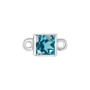 Diamond or Gemstone Square Bezel Bracelet/Necklace Charm in 14K White Gold