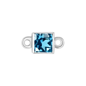 Diamond or Gemstone Square Bezel Bracelet/Necklace Charm in 14K White Gold