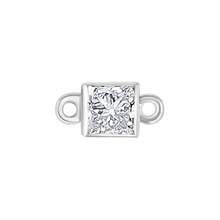 Load image into Gallery viewer, Diamond or Gemstone Square Bezel Bracelet/Necklace Charm in 14K White Gold
