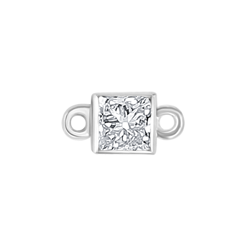 Diamond or Gemstone Square Bezel Bracelet/Necklace Charm in 14K White Gold