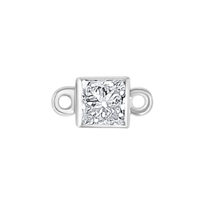 Diamond or Gemstone Square Bezel Bracelet/Necklace Charm in 14K White Gold