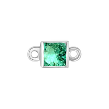 Load image into Gallery viewer, Diamond or Gemstone Square Bezel Bracelet/Necklace Charm in 14K White Gold
