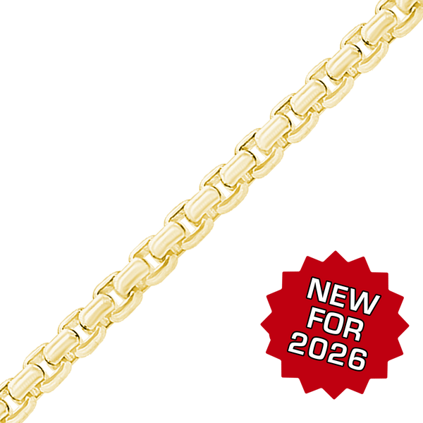 Bulk / Spooled Round Box Chain in 14K Yellow Gold (1.20 mm - 4.00 mm)
