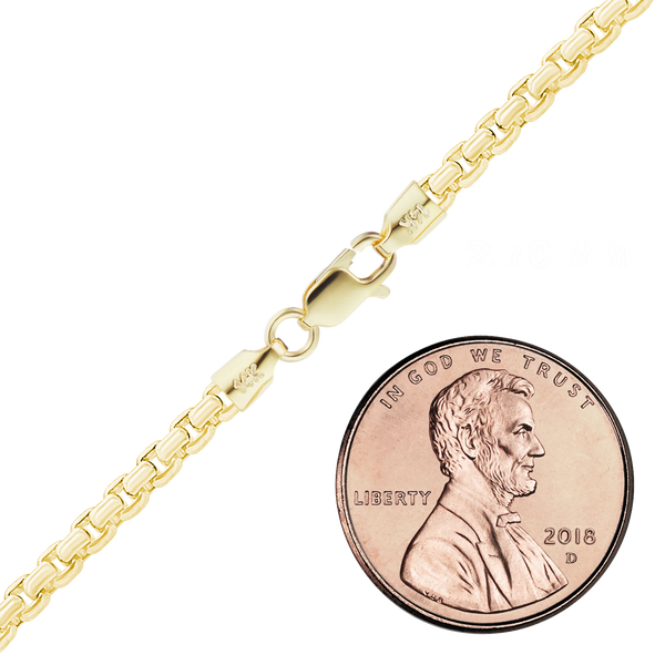 Finished Round Box Anklet in 14K Yellow Gold