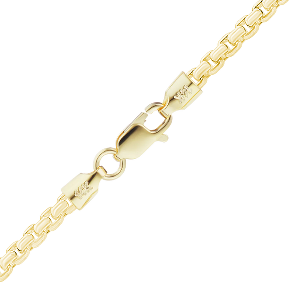 Finished Round Box Anklet in 14K Yellow Gold